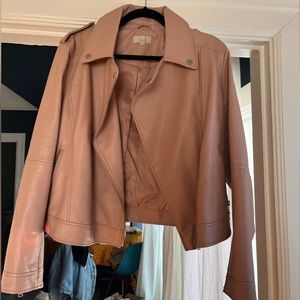 Dusty Rose LOFT Faux Leather Moto Jacket
